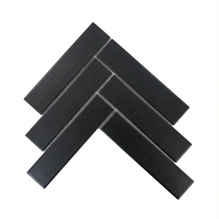 Raw Decor Subway Jodełka Czarna Matowa mozaika cegiełki