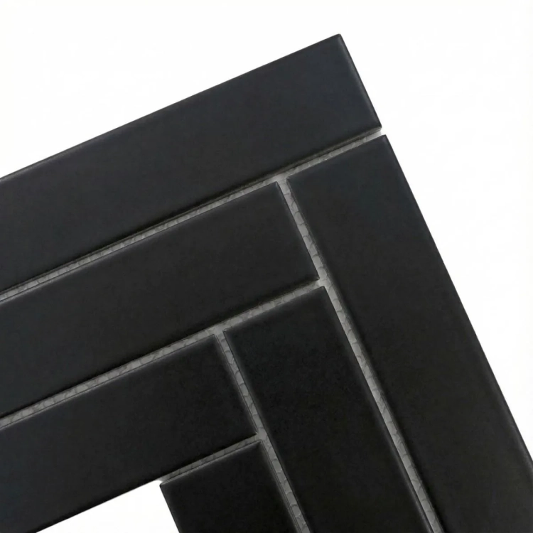 Raw Decor Subway Jodełka Czarna Matowa mozaika cegiełki