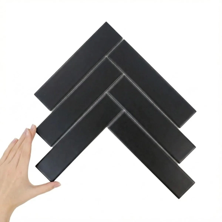 Raw Decor Subway Jodełka Czarna Matowa mozaika cegiełki