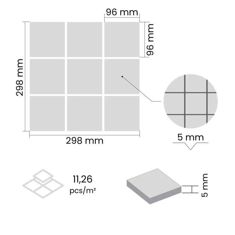 Raw Decor Cubic XL Biały Mat mozaika uniwersalna