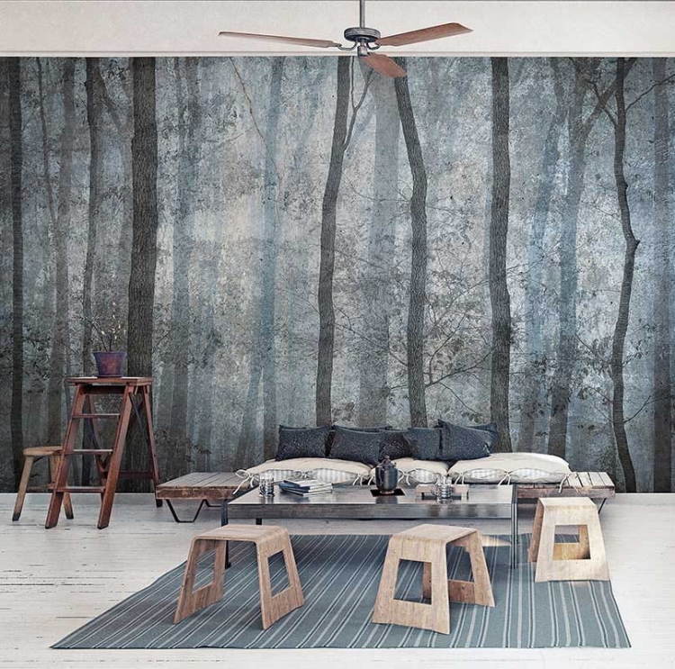 Shadows sylwetki drzew tapeta mglisty las