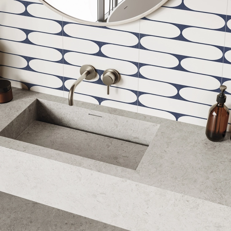 Aparici Rado Blue Ornato 29,75x99,55 dekoracyjne płytki ścienne biszkopty