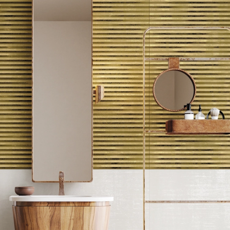 Aparici Book Gold Blind 50x100 złote płytki ścienne ryflowane