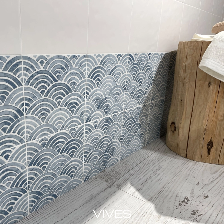Vives Berta Olivia-M 20x20 płytki ścienne niebieskie fale