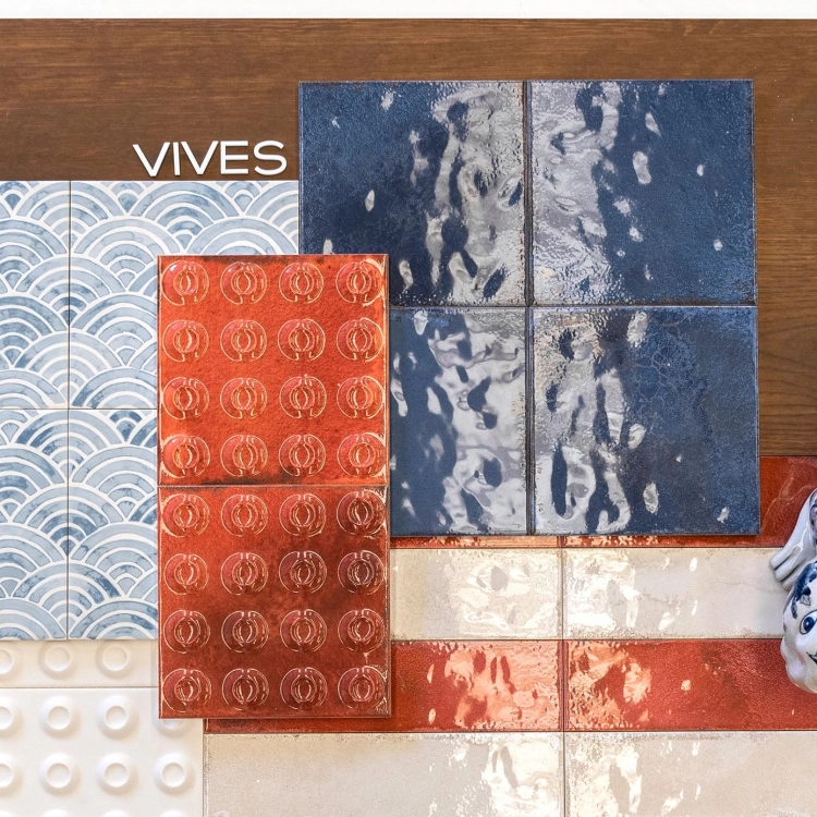 Vives Luca Picos Granate-B 20x20 dekoracyjne płytki 3D połysk czerwone