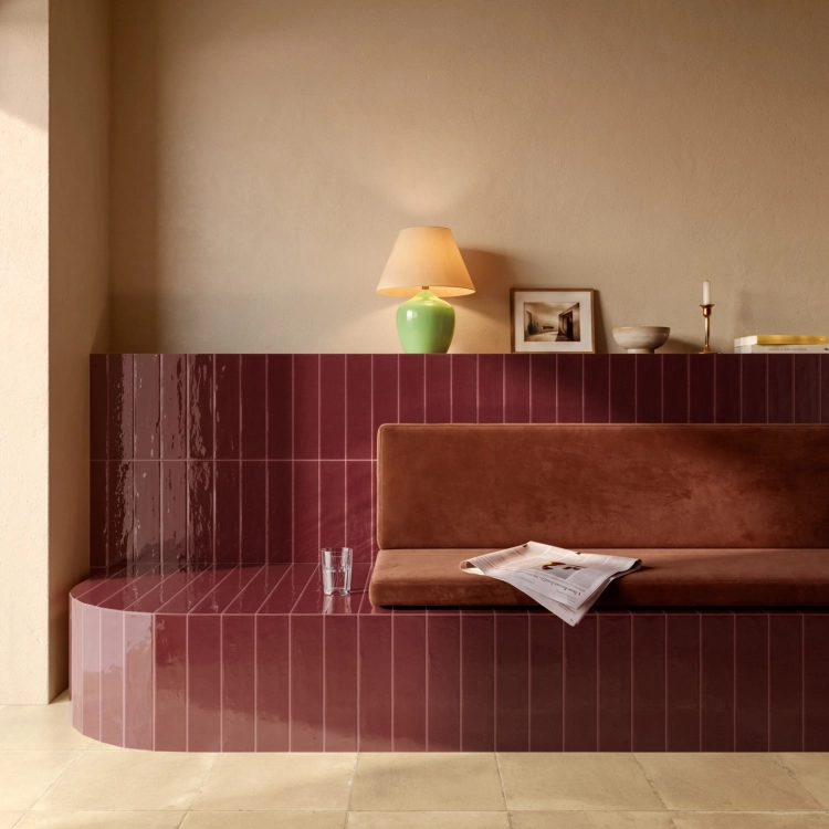 Marazzi Terralux Borgogna Lux 9,1x37,5 bordowe kafle
