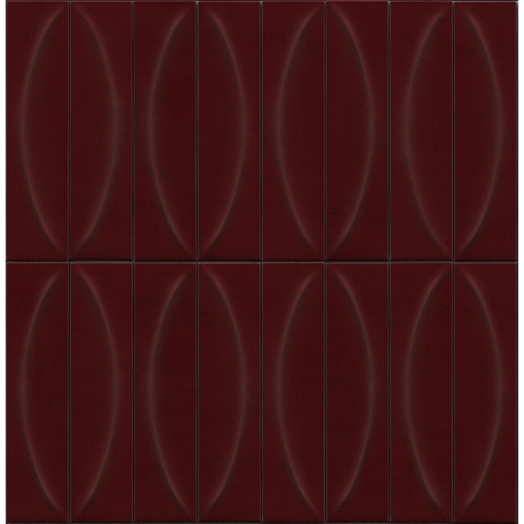 Marazzi Terralux 3D Pura Borgogna Lux 9,1x37,5 bordowe kafle