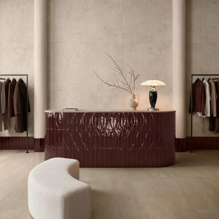 Marazzi Terralux 3D Pura Borgogna Lux 9,1x37,5 bordowe kafle