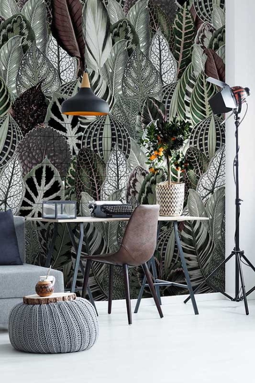 Botanical tapeta roślinna w liście