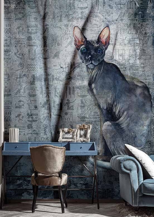 Kot Sfinks hieroglify tapeta na fizelinie