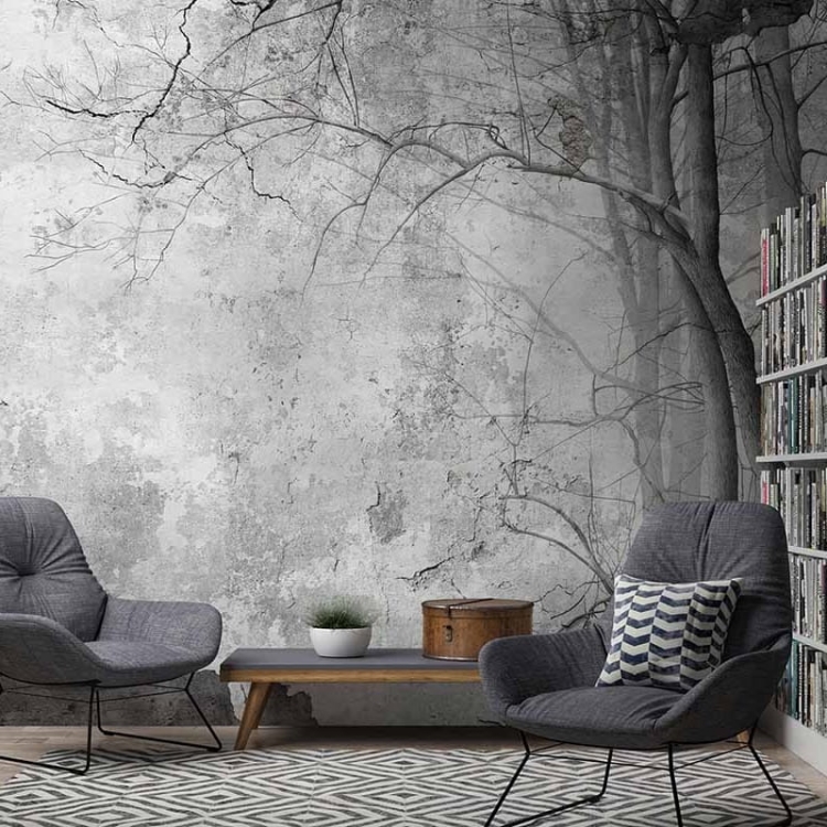 Foggy Forest tapeta mgliste drzewa fizelina