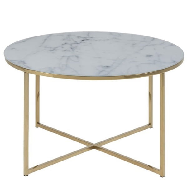 Stolik w stylu glamour na złotej podstawie