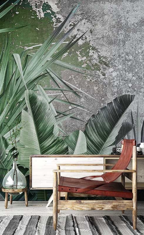 Palmowe liście tropikalna tapeta na fizelinie