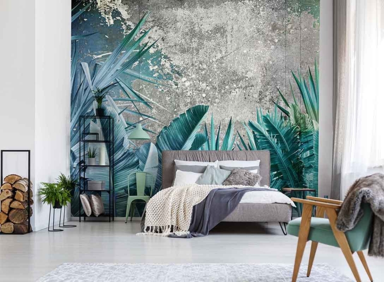 Palmowe liście tropikalna tapeta na fizelinie