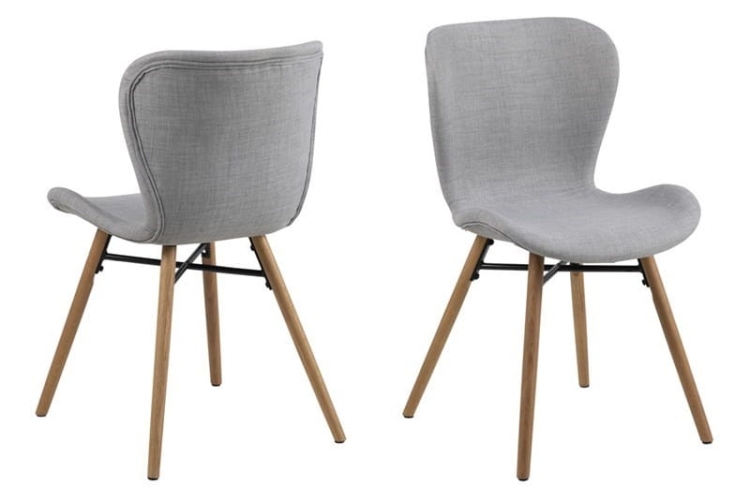 Zestaw 2 sztuki Actona tapicerowane krzesła do jadalni z drewnianymi nogami Batilda