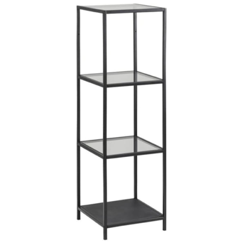 Scandi Loft Black nowoczesny regał z 3 szklanymi półkami 3