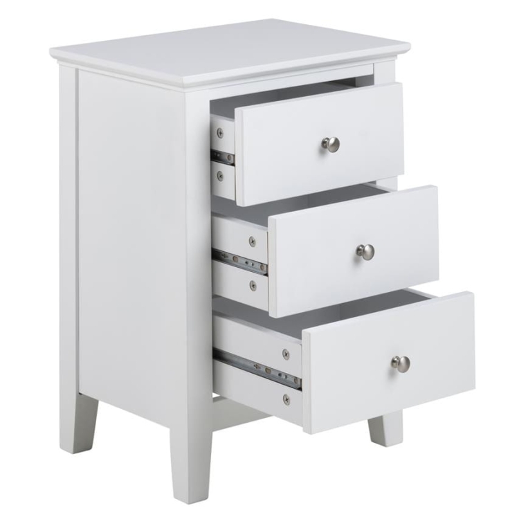 Elegancka biała szafka nocna z szufladami