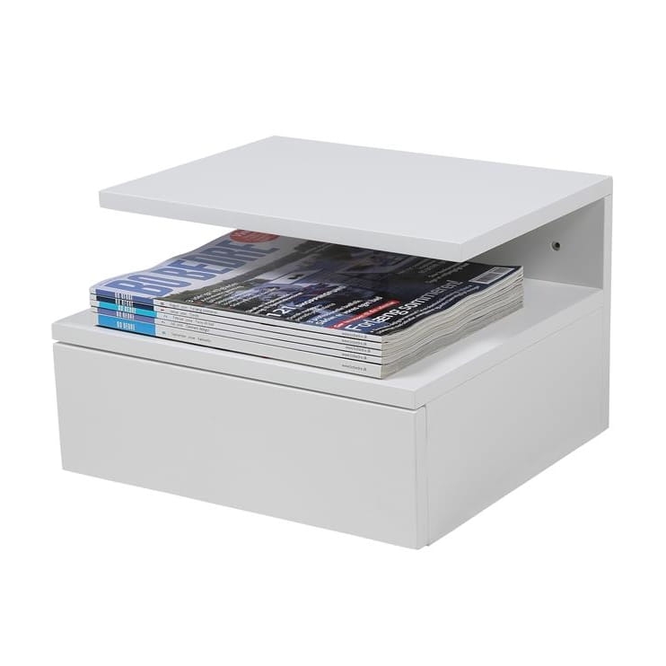 Mała wisząca szafka nocna z półką i szufladą 35x32 biała