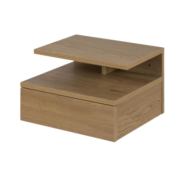 Mała wisząca szafka nocna z półką i szufladą 35x32 kolor dębowy