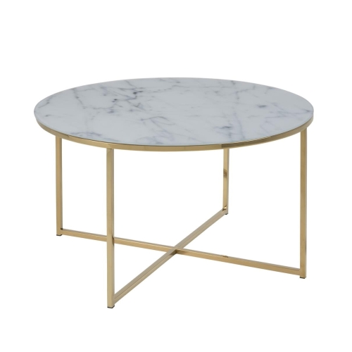 Stolik w stylu glamour na złotej podstawie