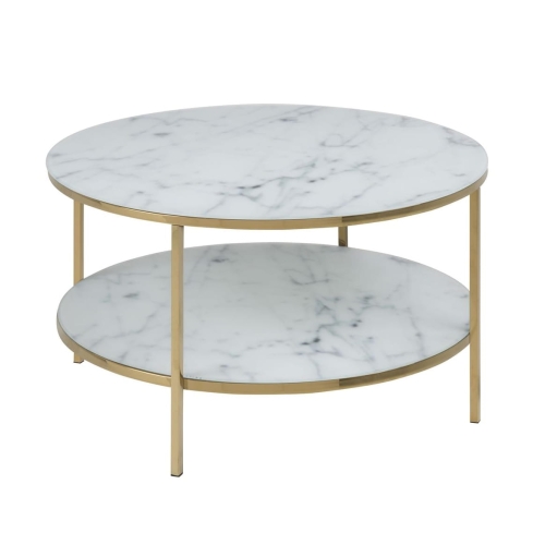 Stolik kawowy glamour na złotej podstawie ⌀80cm