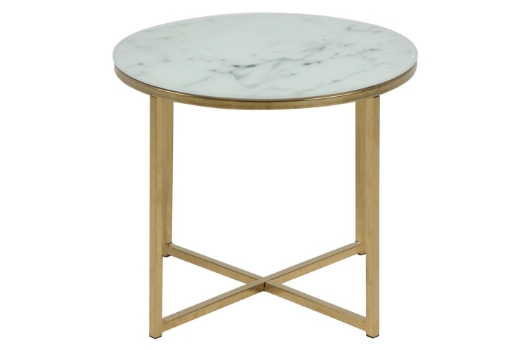 Stolik kawowy Glamour Round na złotej podstawie