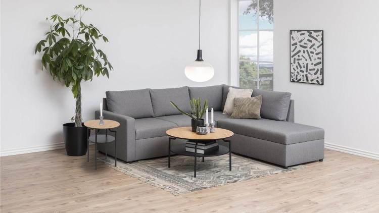 Okrągły stolik kawowy z półką 80x80 czarna metalowa podstawa