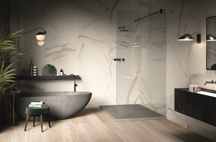 Bianco CAL BO 90 płytki gresowe Lafaenza 90x90 marmuropodobne