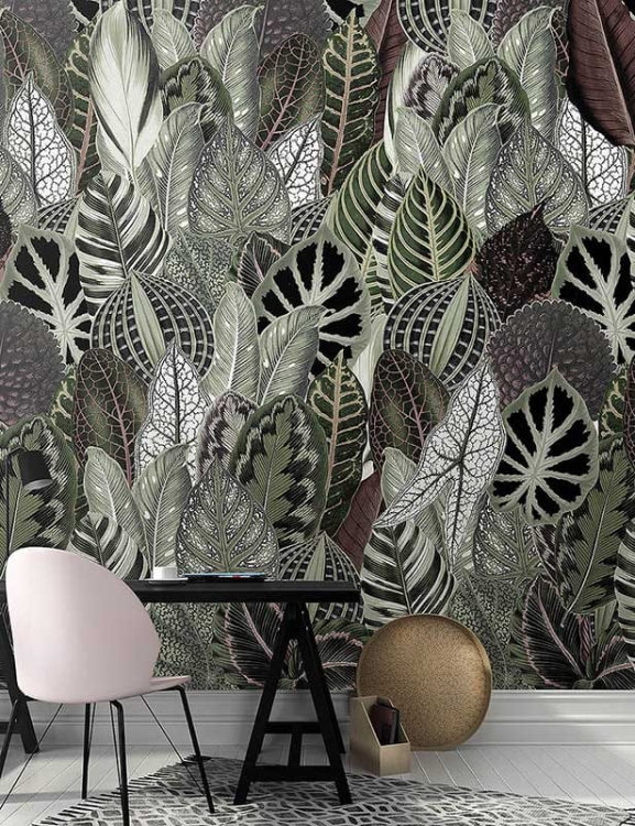 Botanical tapeta roślinna w liście