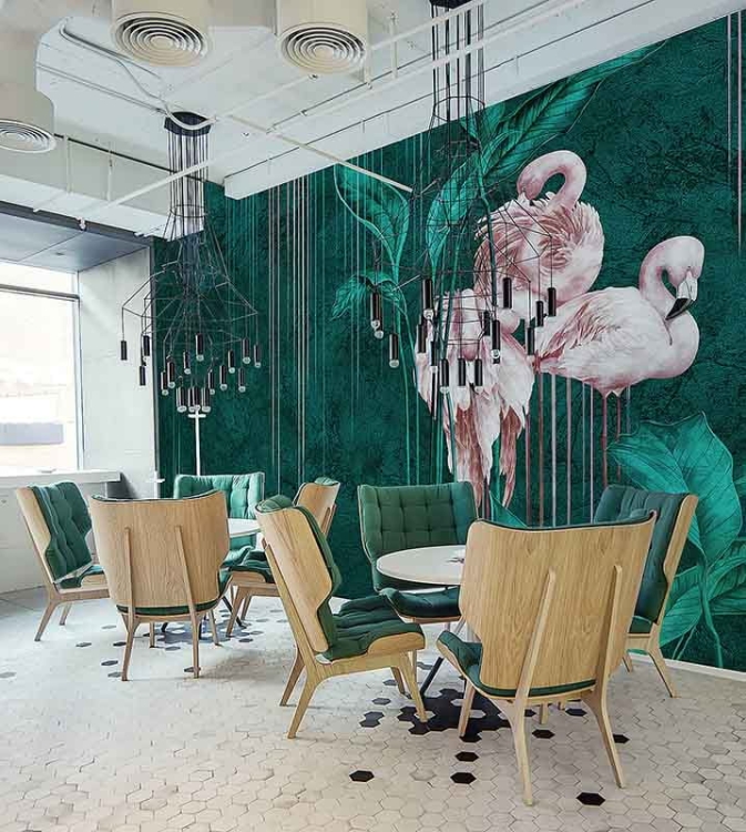 Różowe Flamingi stylowa tapeta