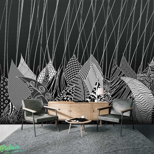Boho Exotic tapeta czerń i biel