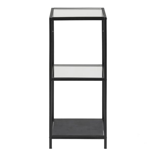 Scandi Loft Black nowoczesny regał z 2 szklanymi półkami