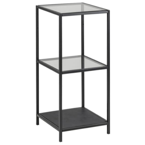 Scandi Loft Black nowoczesny regał z 2 szklanymi półkami